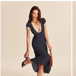 Commense Blue and White Asymmetrical Bodycon Dress